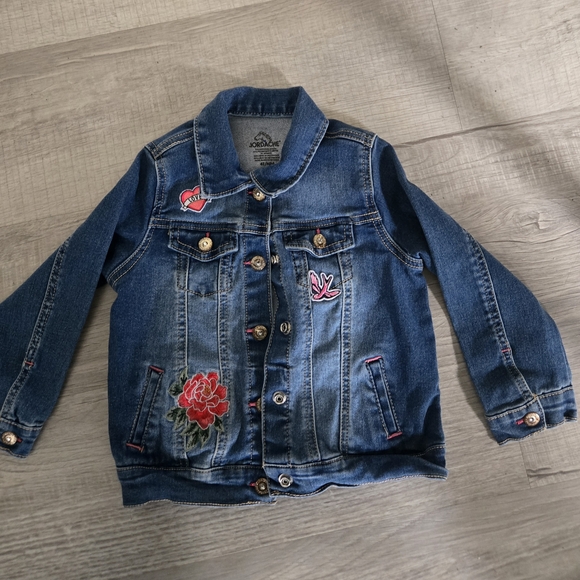 Jordache Other - Jordache Kids Denim Jacket with Floral Embroidery